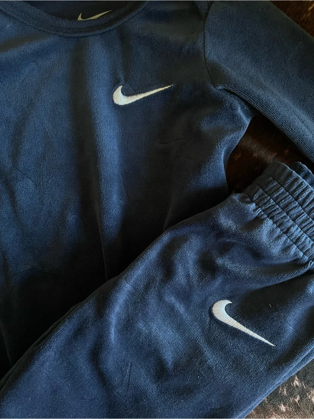 Nike Navy Baby Bodysuit and Pants Set with White Swoosh